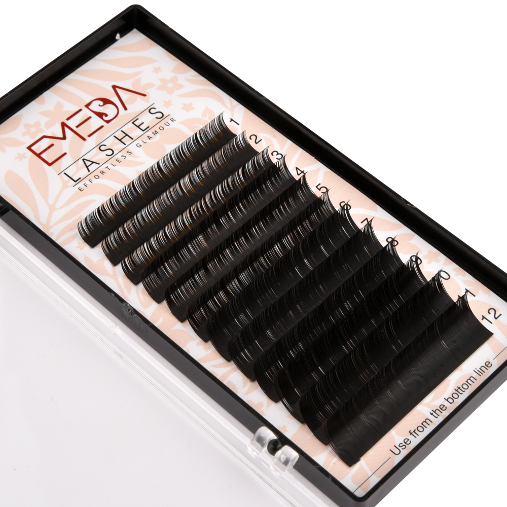 Matte Black Synthetic PBT Fiber Volume Eyelash Extensions with Private Label and Package YY59